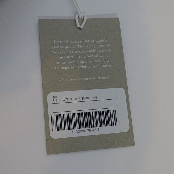 Everlane Woven Cotton PJ Top Women Size S Blue Stripe Button Up Long Sleeve - Picture 7 of 8